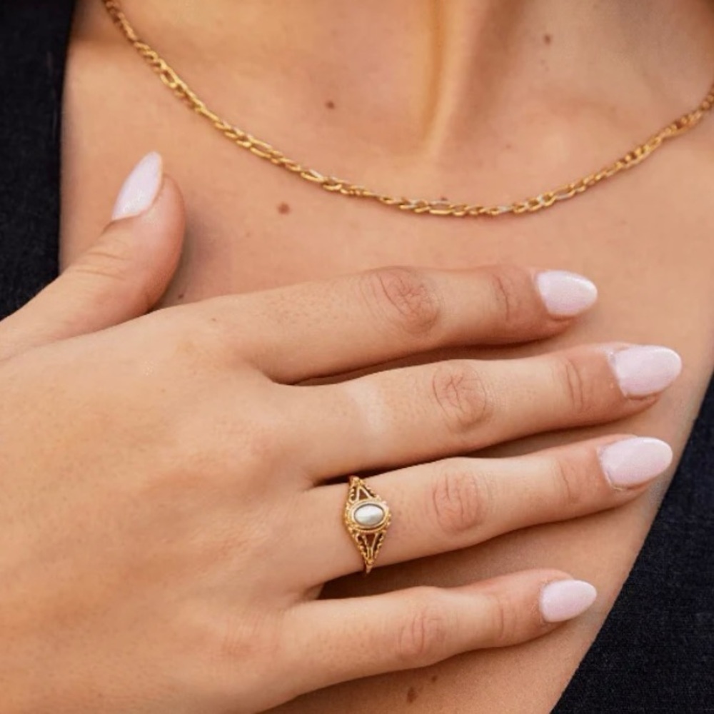 18k Gold Plated Delicate Natural Freshwater Pearl Rings - Picture 9 of 10